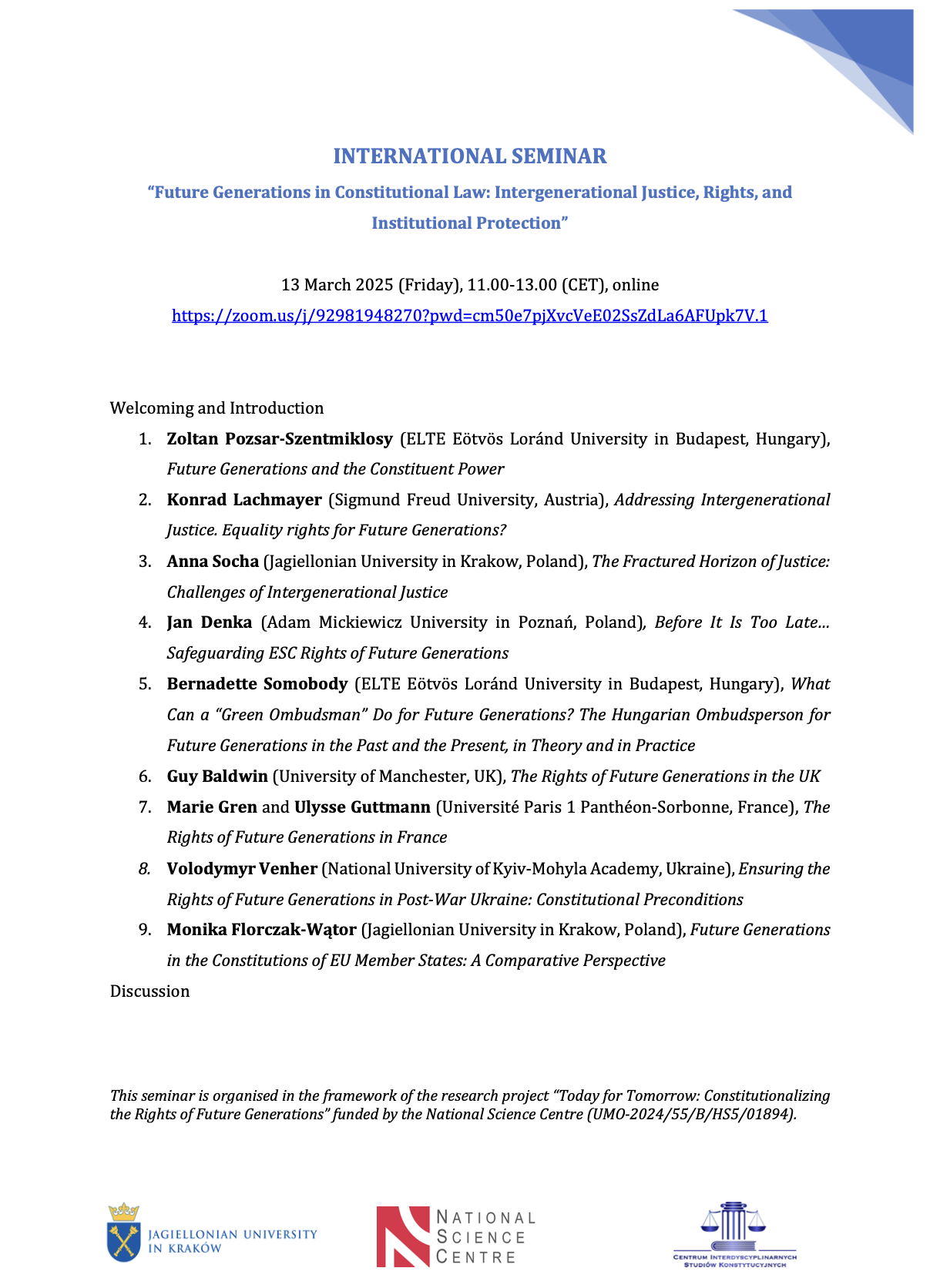 Seminar Programme